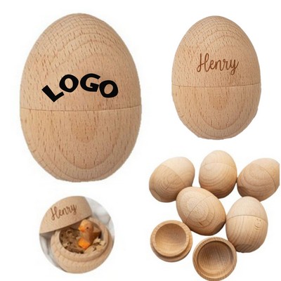 Carved Wooden Egg Shell Log Color Hollow Easter Egg