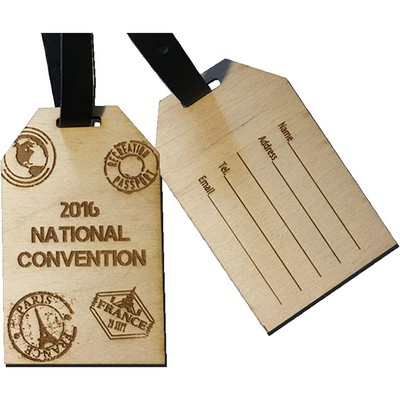 Wood Luggage Tags - 4" W x 4" H