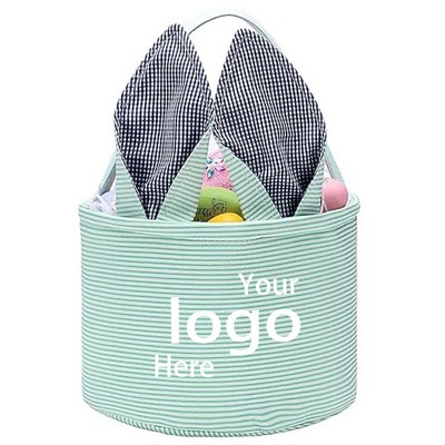 Easter Bunny Basket Seersucker Egg Bags