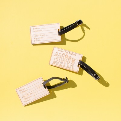 Wood Luggage Tags - 3" W x 3" H