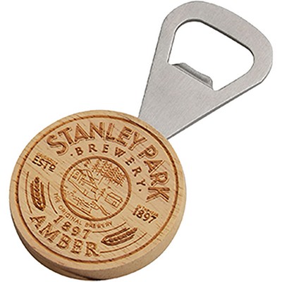 Wood Bottle Opener: Round Handle